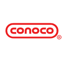 Conoco gas station brand logo: red Conoco wordmark with white border