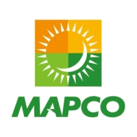 MAPCO gas station brand logo: green and orange circular sun emblem with MAPCO wordmark