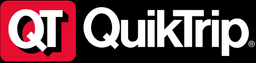 QuikTrip gas station brand logo: red QT mark on black with white QuikTrip wordmark