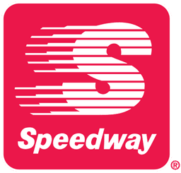 Speedway gas station brand logo: white speed-S symbol on red rounded square